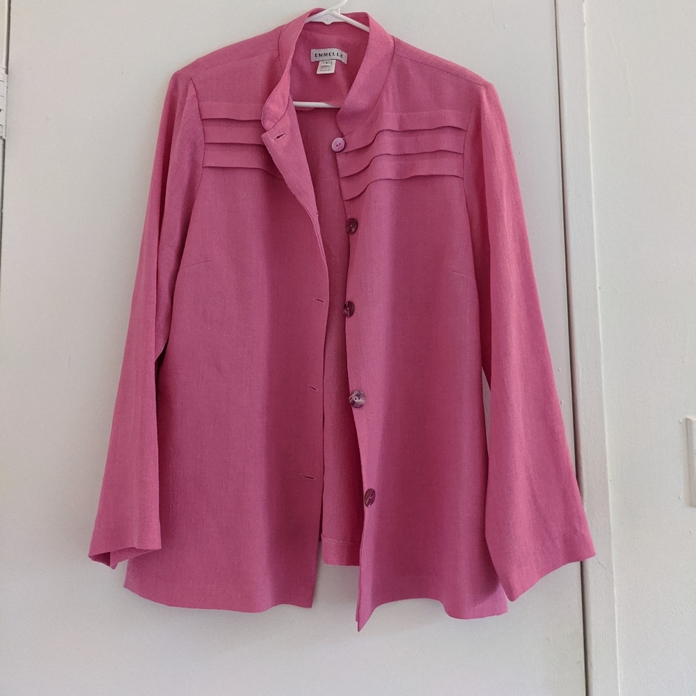 Emmelle Vintage Blouse Tortoise Buttons L Pink